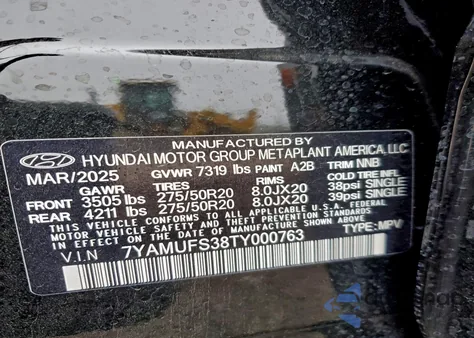 2026 Hyundai Ioniq 9 Sel z USA, uszkodzony, nr VIN 7YAMUFS38TY000763